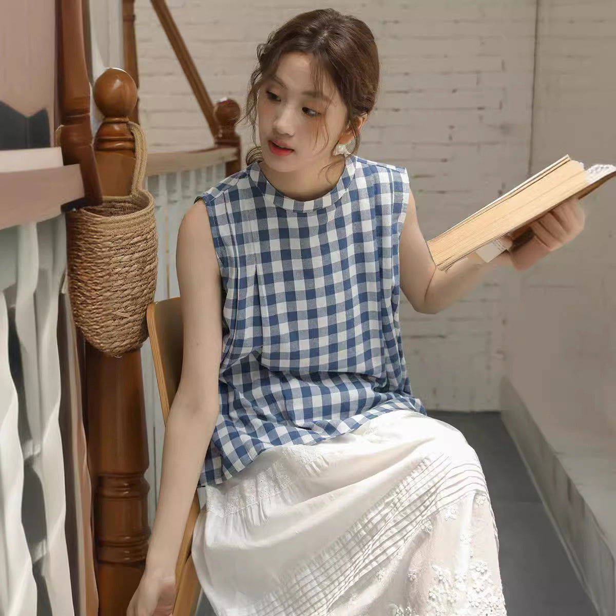 レトロ チェック柄 ノースリーブ ベスト – TOPZACO